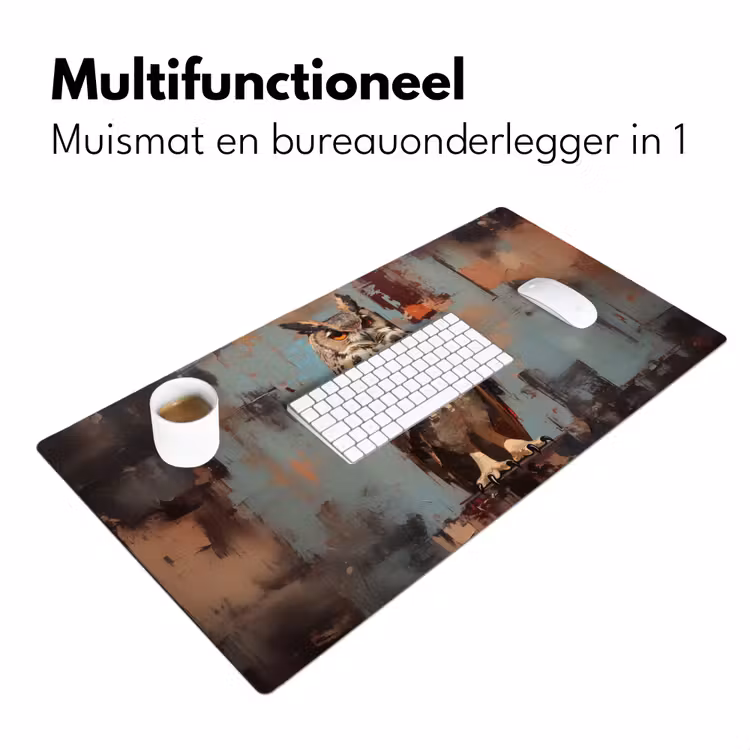 Bureau onderlegger - Geschilderd - Abstract - Uil - Bruin — 6