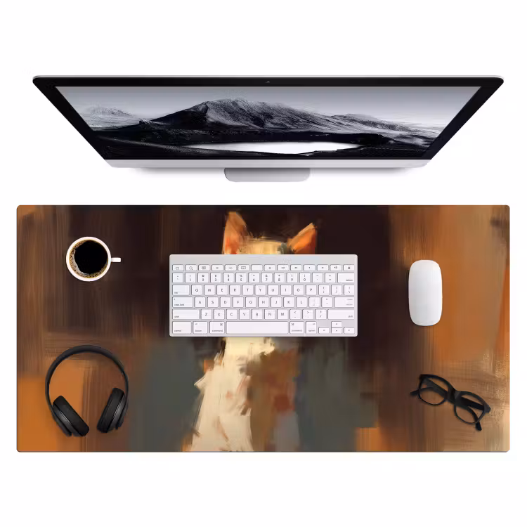 Bureau onderlegger - Kat - Geschilderd - Artistiek - Wit — 3