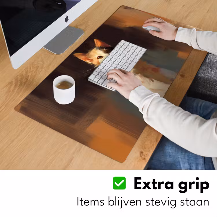 Bureau onderlegger - Kat - Geschilderd - Artistiek - Wit — 5