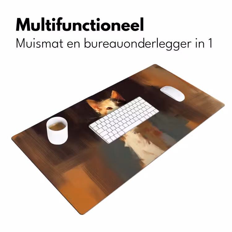Bureau onderlegger - Kat - Geschilderd - Artistiek - Wit — 6