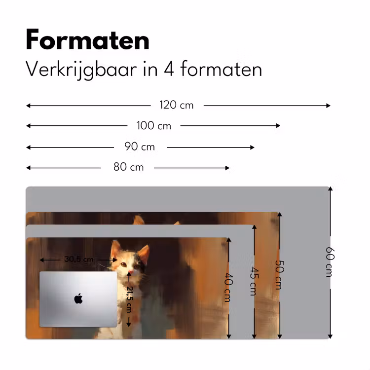 Bureau onderlegger - Kat - Geschilderd - Artistiek - Wit — 7