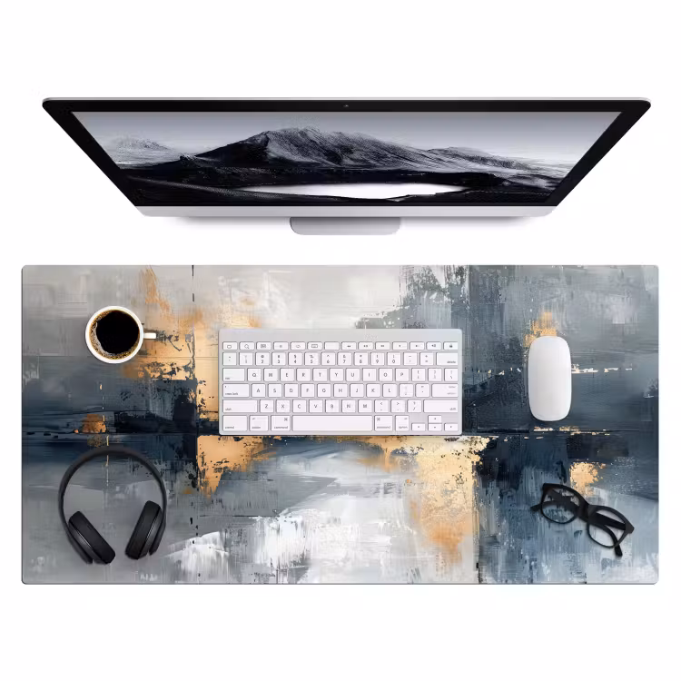 Bureau onderlegger - Kunst - Grijs - Goud - Abstract — 3