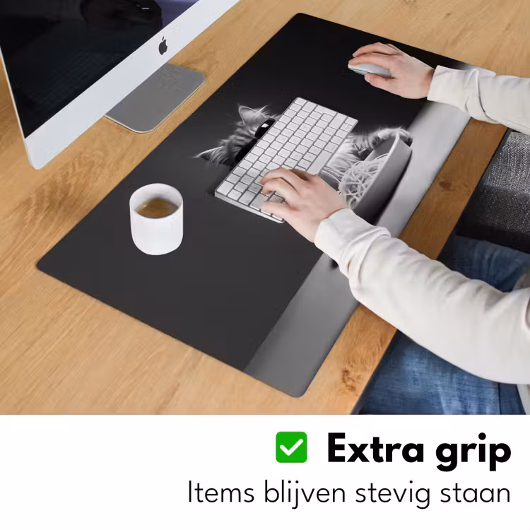 Bureau onderlegger - Langharige kat - Zonnebril - Spaghetti - Humor - Zwart - wit — 5