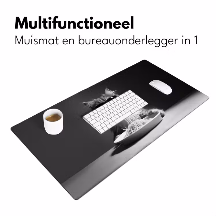 Bureau onderlegger - Langharige kat - Zonnebril - Spaghetti - Humor - Zwart - wit — 6
