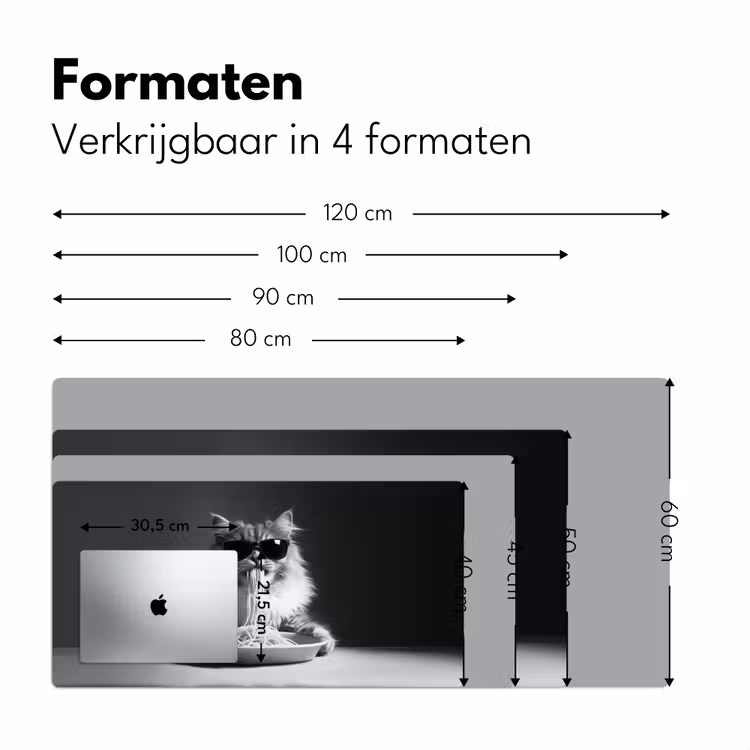 Bureau onderlegger - Langharige kat - Zonnebril - Spaghetti - Humor - Zwart - wit — 7