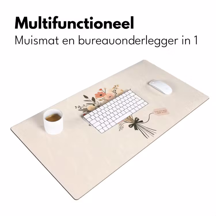 Bureau onderlegger - Bloemen - Quote - Beige - Lint — 6