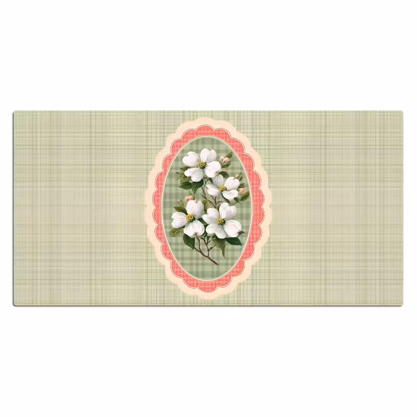 Bureau onderlegger - Bloemen - Illustratie - Geruit - Groen — 1