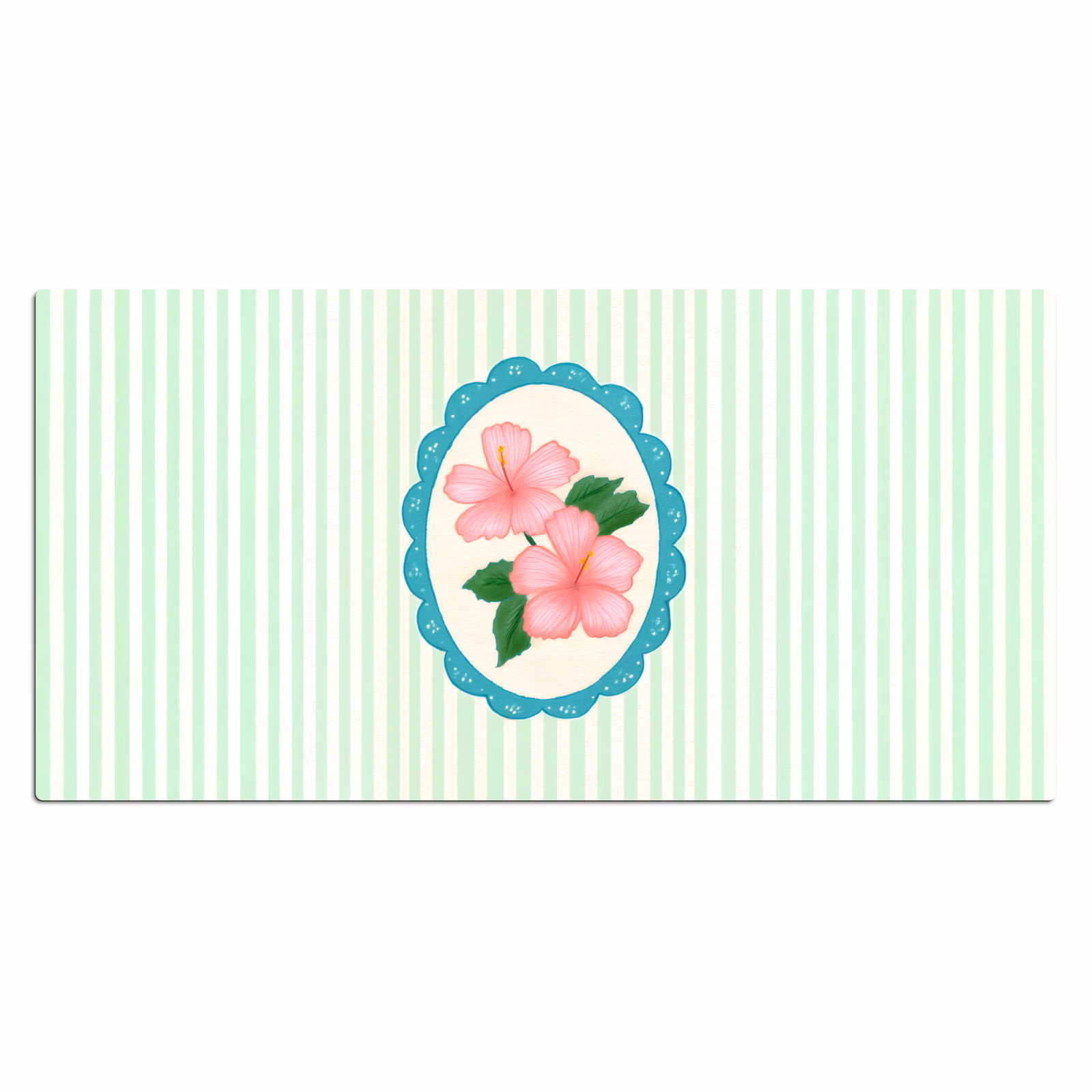 Bureau onderlegger - Bloemen - Ovaal - Strepen - Groen — 1