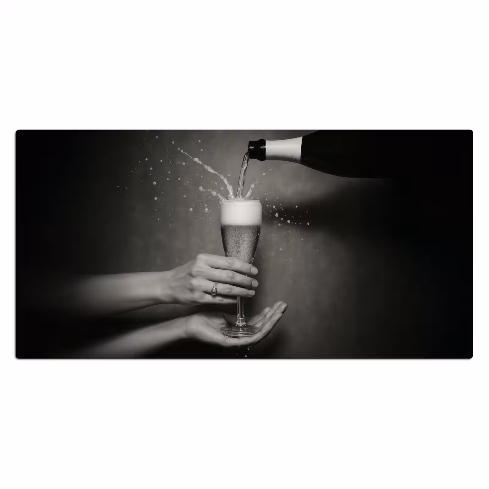 Bureau onderlegger - Champagnefles - Glas - Minimalistisch - Spetters — 1