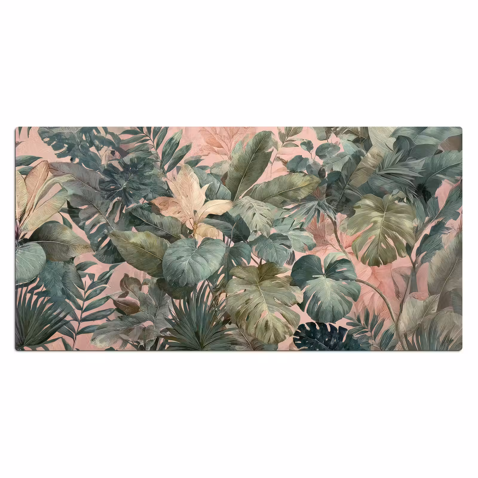 Bureau onderlegger - Compositie van bladeren - Groen - Roze — 1