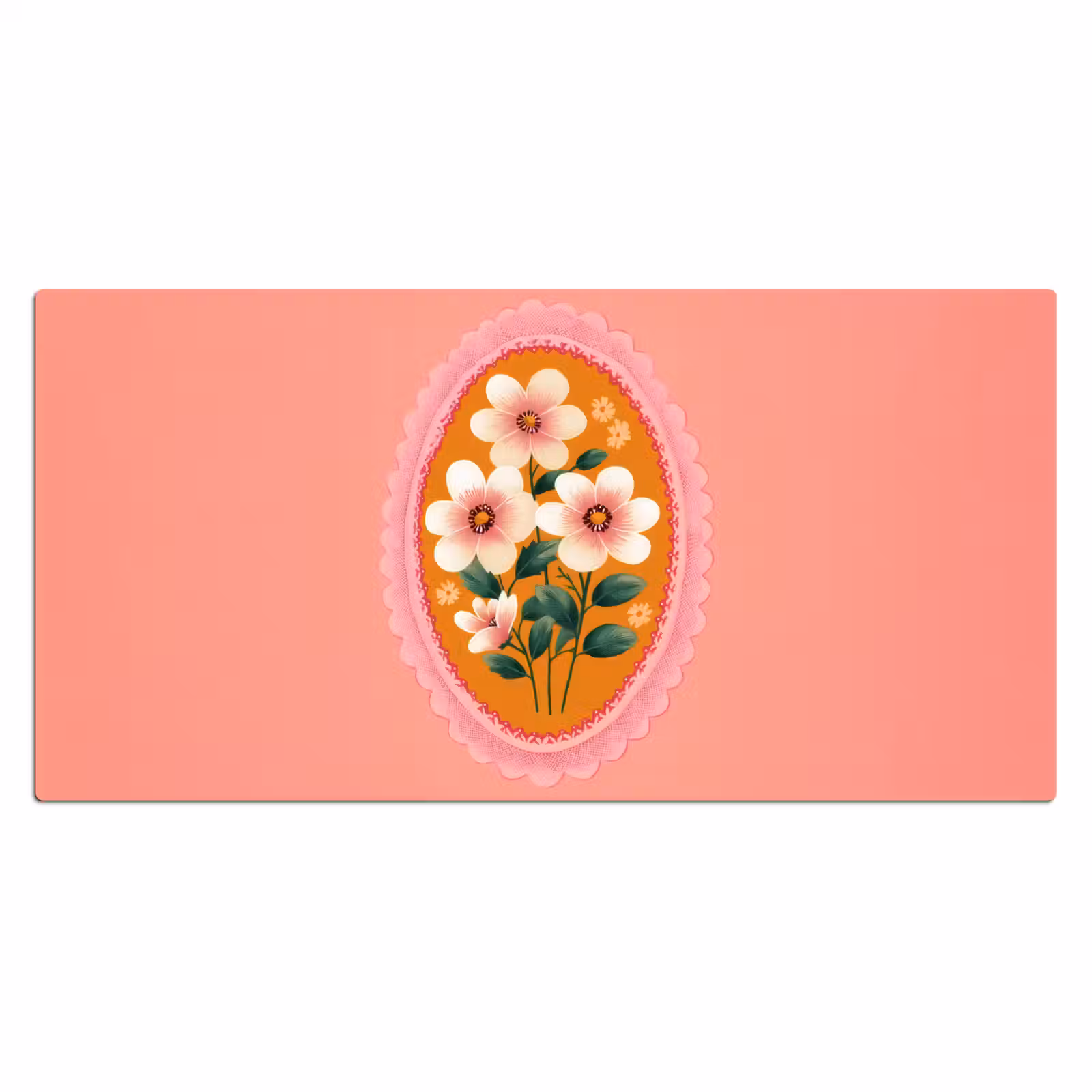 Bureau onderlegger - Illustratie - Bloemen - Rand - Roze — 1