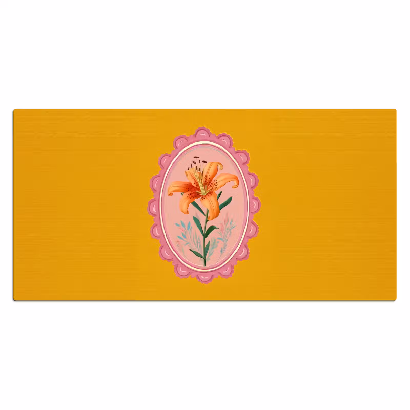 Bureau onderlegger - Lelie - Oranje - Lijst - Ovaal — 1