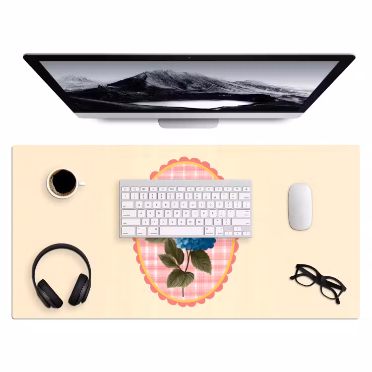 Bureau onderlegger - Bloemen - Blauw - Lijst - Bladeren — 3