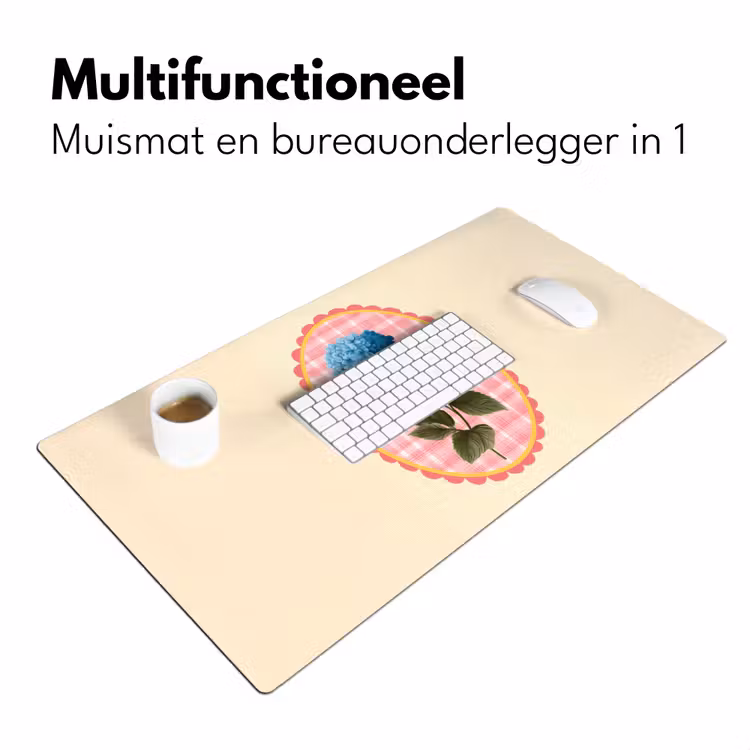 Bureau onderlegger - Bloemen - Blauw - Lijst - Bladeren — 6