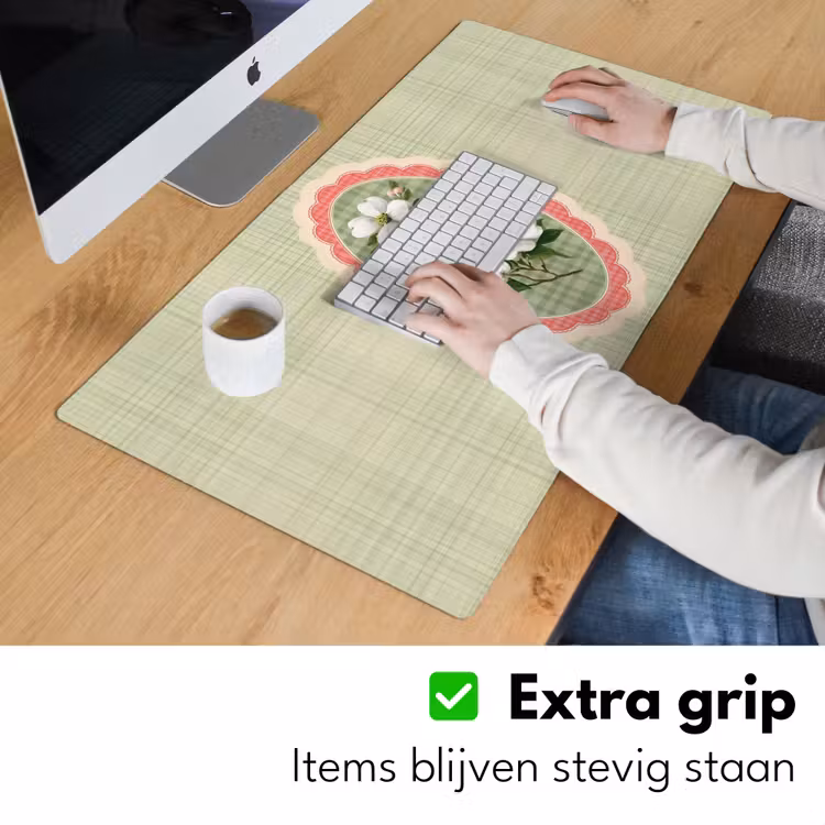 Bureau onderlegger - Bloemen - Illustratie - Geruit - Groen — 5