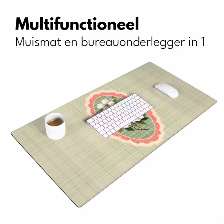 Bureau onderlegger - Bloemen - Illustratie - Geruit - Groen — 6