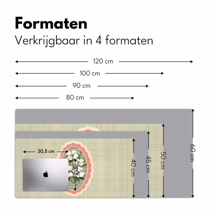 Bureau onderlegger - Bloemen - Illustratie - Geruit - Groen — 7