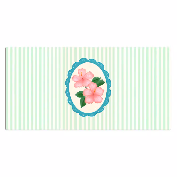 Bureau onderlegger - Bloemen - Ovaal - Strepen - Groen — 1