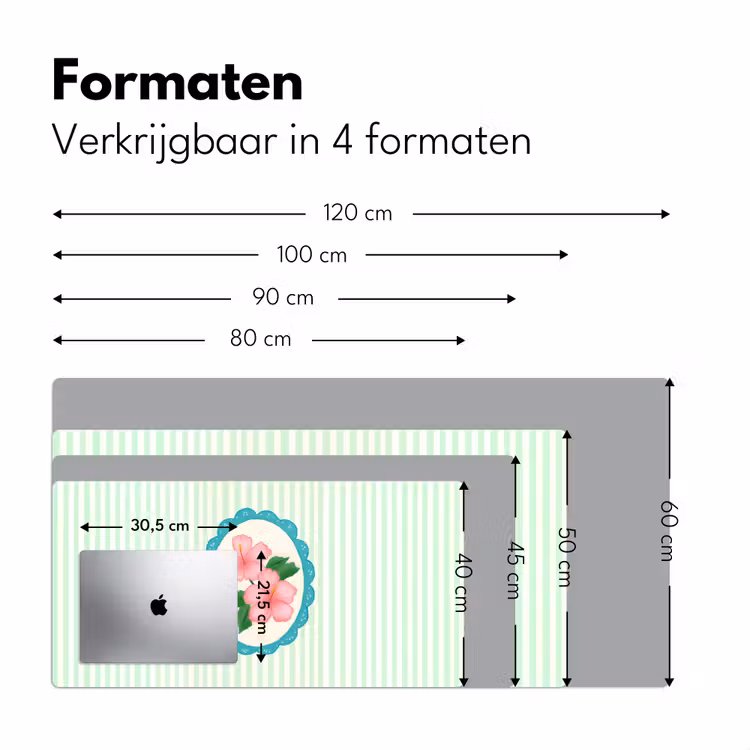 Bureau onderlegger - Bloemen - Ovaal - Strepen - Groen — 7