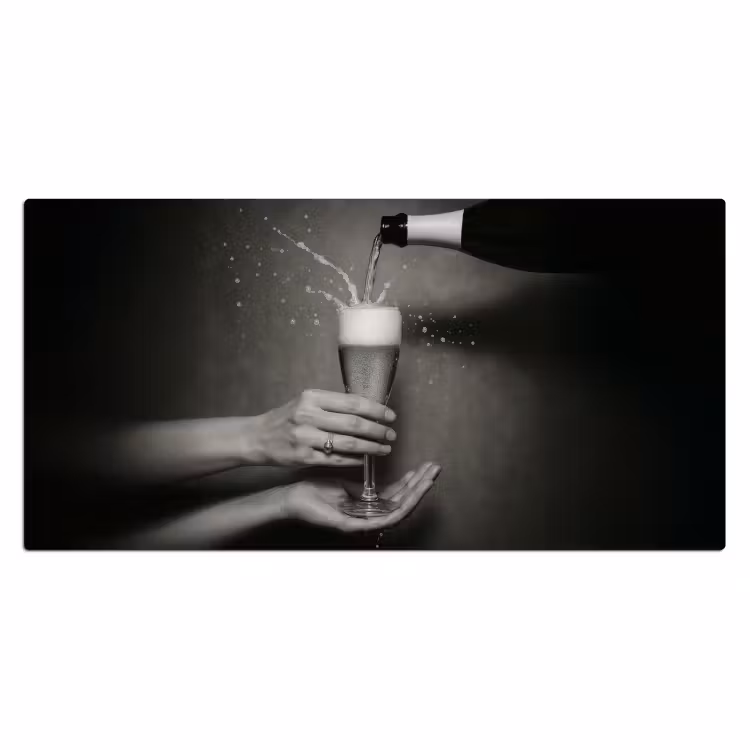 Bureau onderlegger - Champagnefles - Glas - Minimalistisch - Spetters — 1