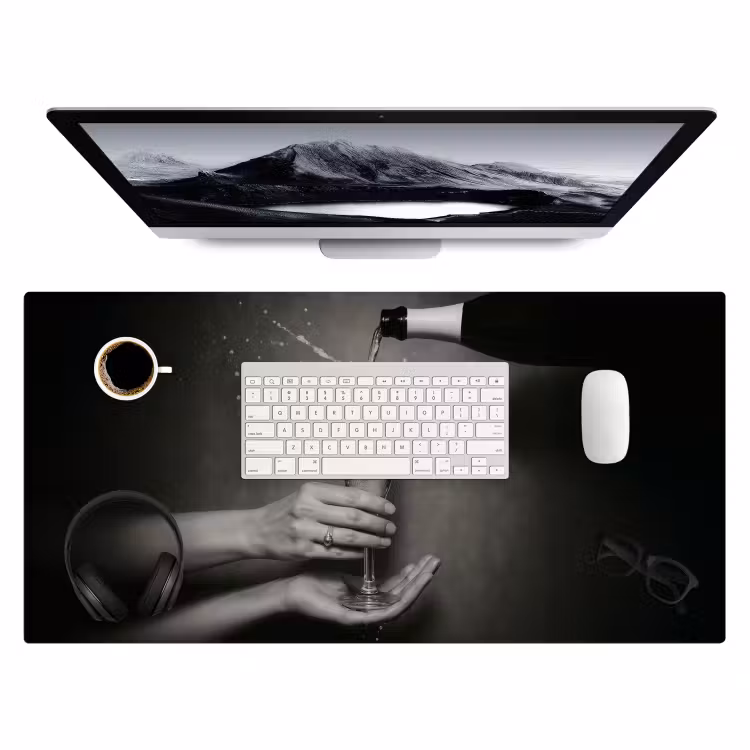 Bureau onderlegger - Champagnefles - Glas - Minimalistisch - Spetters — 3