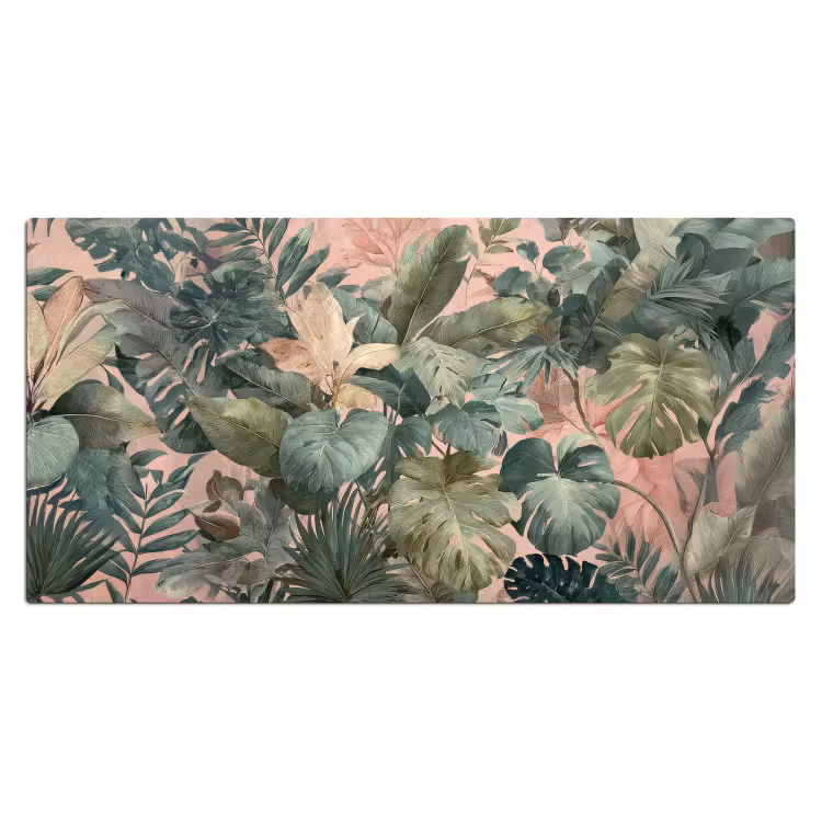 Bureau onderlegger - Compositie van bladeren - Groen - Roze — 1