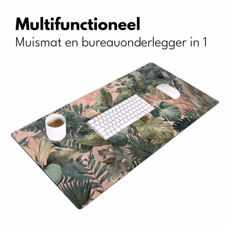 Bureau onderlegger - Compositie van bladeren - Groen - Roze — 6