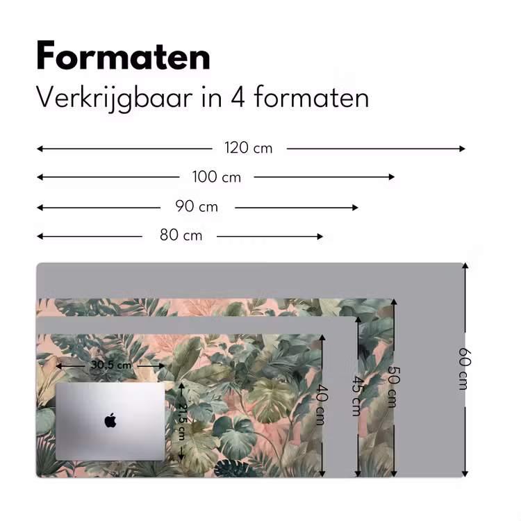 Bureau onderlegger - Compositie van bladeren - Groen - Roze — 7