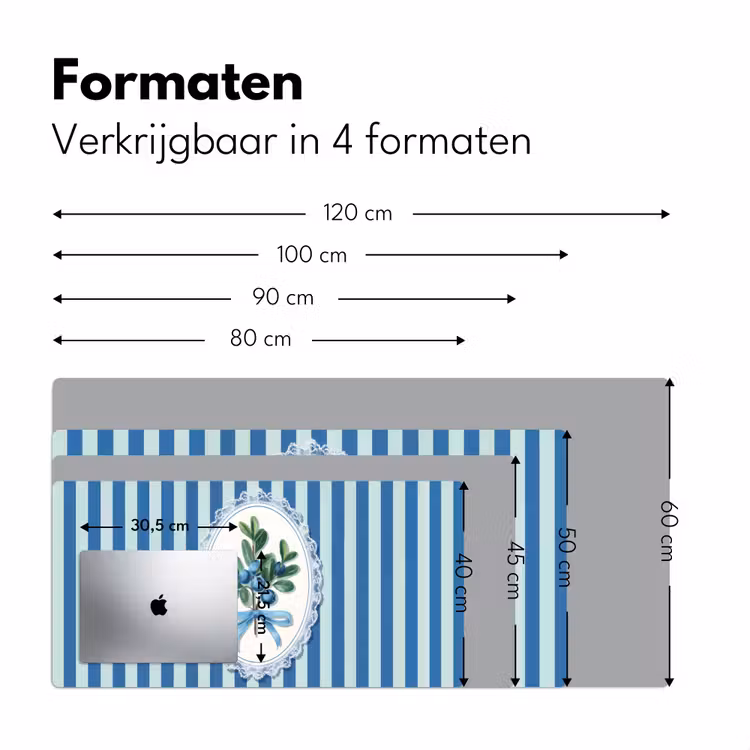 Bureau onderlegger - Illustratie - Bessen - Blauw - Strepen — 7