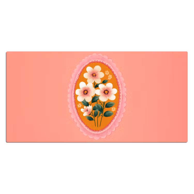 Bureau onderlegger - Illustratie - Bloemen - Rand - Roze — 1