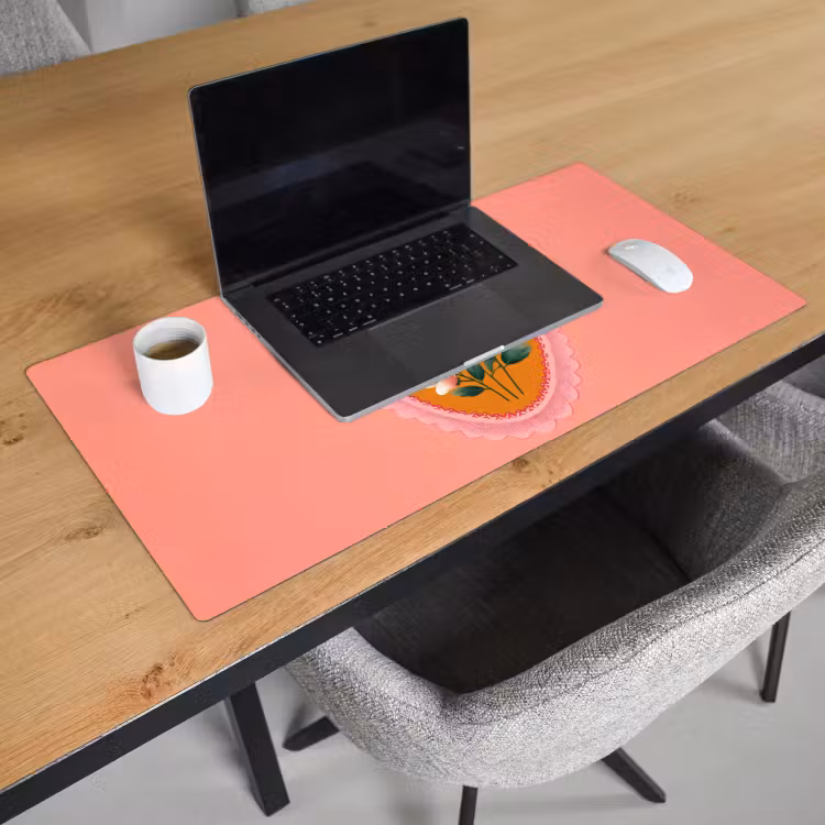 Bureau onderlegger - Illustratie - Bloemen - Rand - Roze — 2
