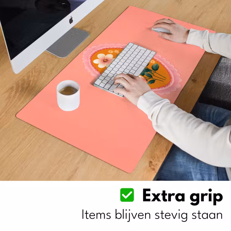 Bureau onderlegger - Illustratie - Bloemen - Rand - Roze — 5