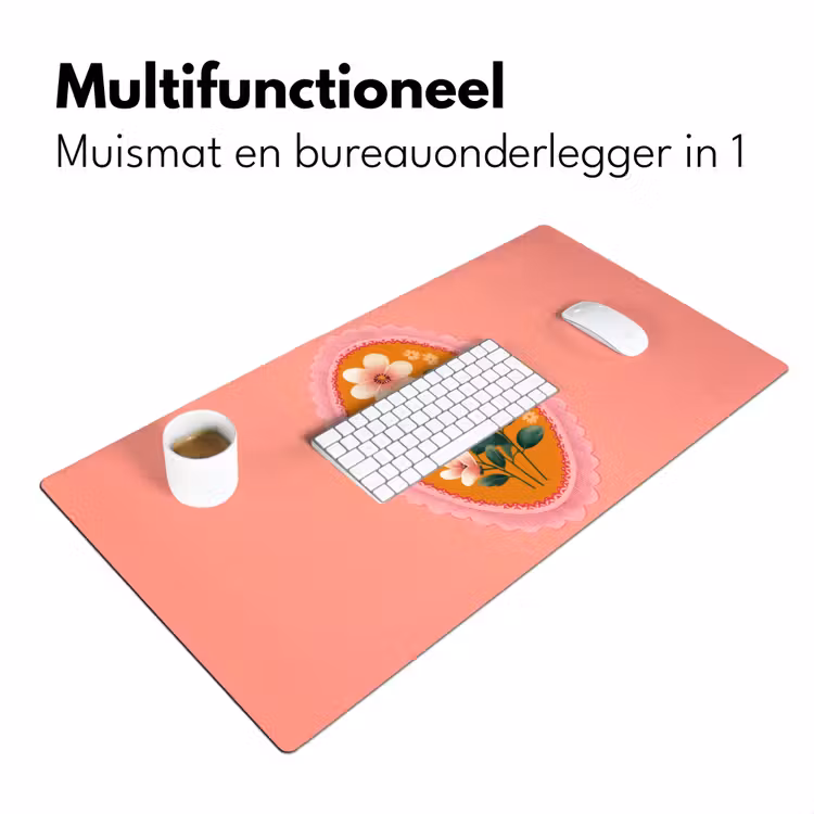 Bureau onderlegger - Illustratie - Bloemen - Rand - Roze — 6