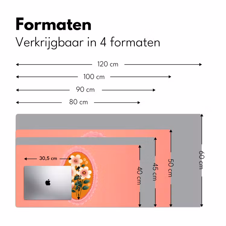 Bureau onderlegger - Illustratie - Bloemen - Rand - Roze — 7