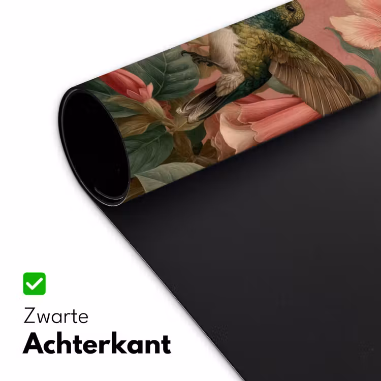 Bureau onderlegger - Kolibries - Bloemen - Groen - Roze — 4