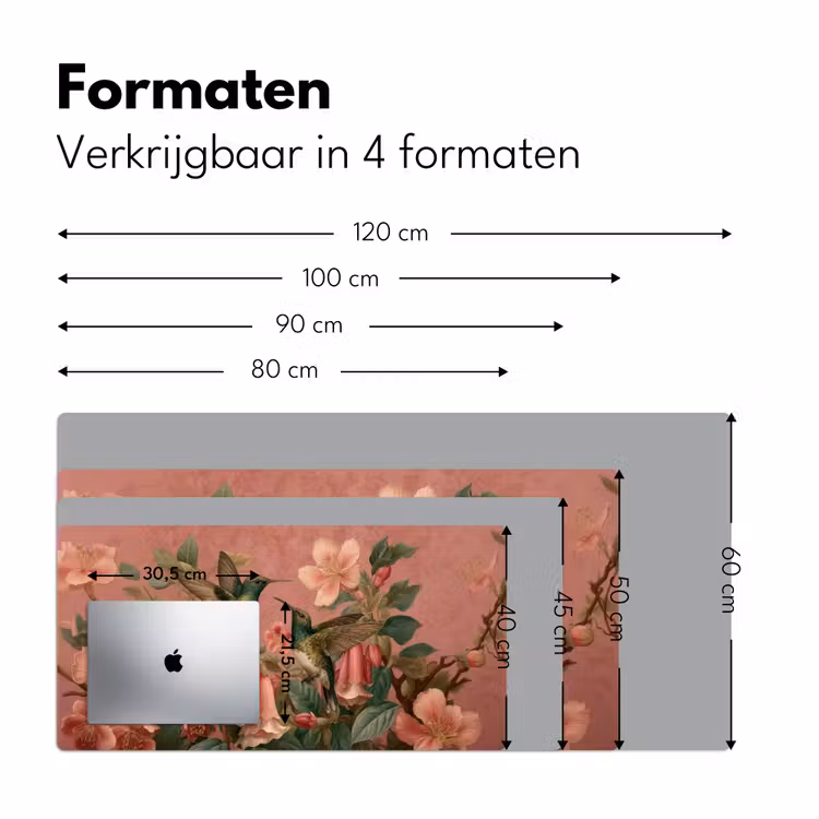 Bureau onderlegger - Kolibries - Bloemen - Groen - Roze — 7