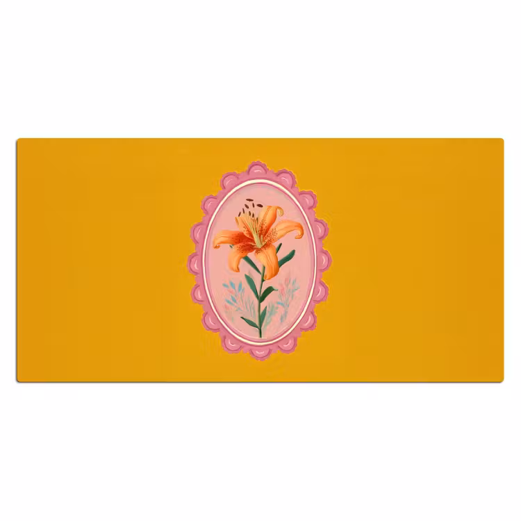 Bureau onderlegger - Lelie - Oranje - Lijst - Ovaal — 1