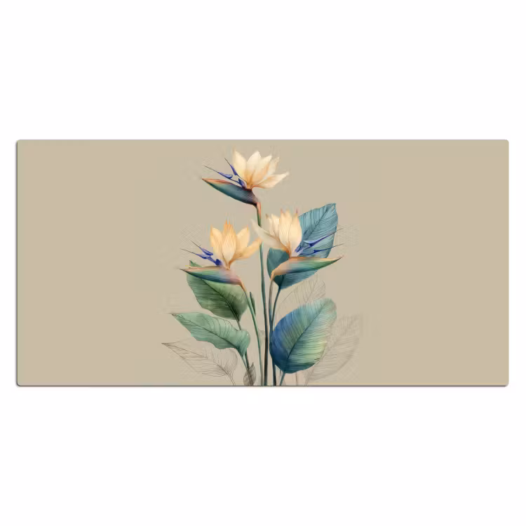 Bureau onderlegger - Paradijsvogelbloemen - Blauwgroene bladeren - Beige — 1