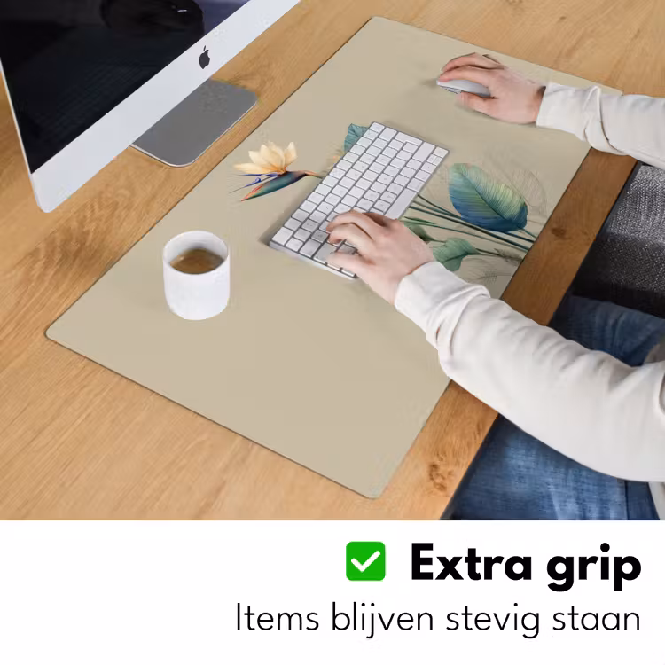 Bureau onderlegger - Paradijsvogelbloemen - Blauwgroene bladeren - Beige — 5
