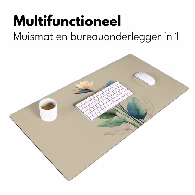 Bureau onderlegger - Paradijsvogelbloemen - Blauwgroene bladeren - Beige — 6