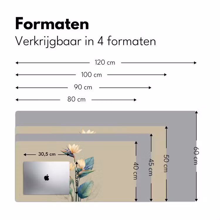Bureau onderlegger - Paradijsvogelbloemen - Blauwgroene bladeren - Beige — 7