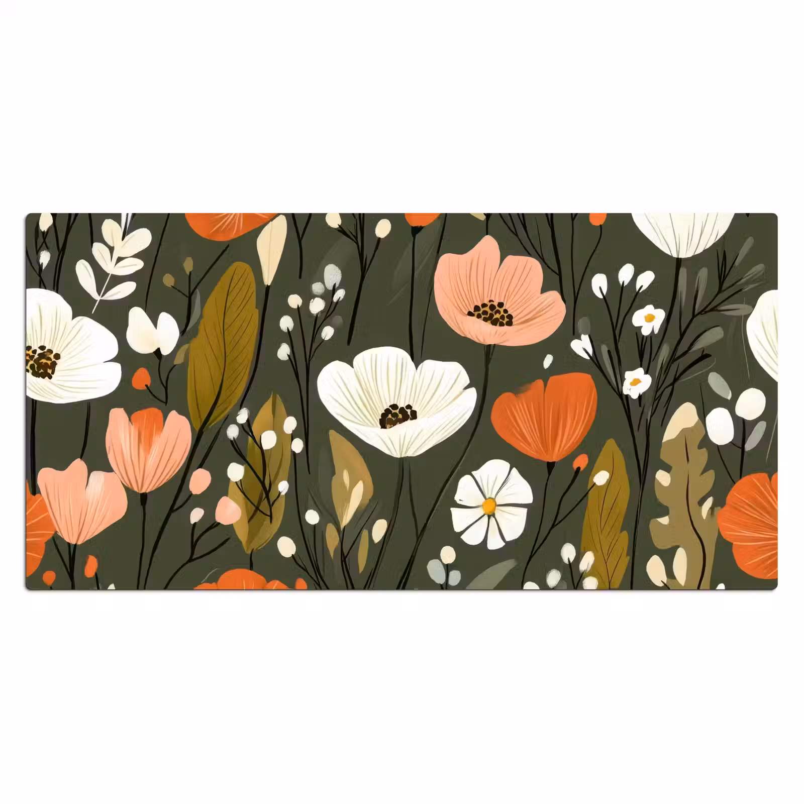 Bureau onderlegger - Bloemen - Illustratie - Groen — 1