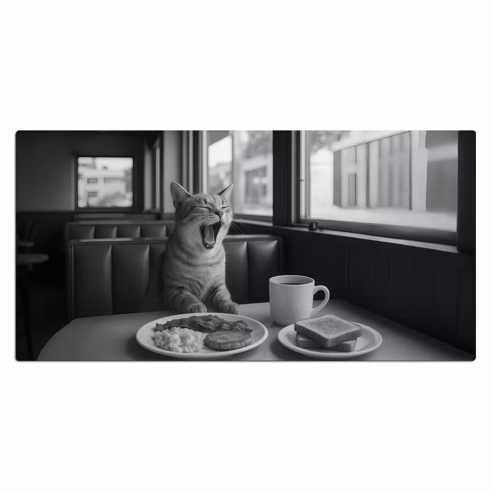 Bureau onderlegger - Kat - Koffie - Brood - Zwart — 1