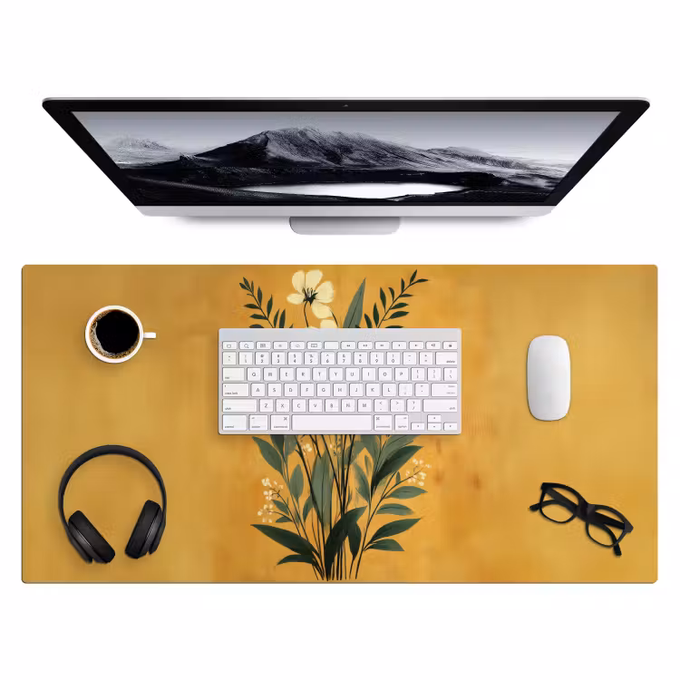 Bureau onderlegger - Bladeren - Boeket - Bloemen - Geel — 3