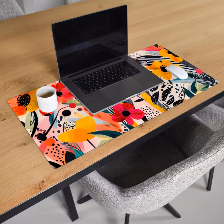 Bureau onderlegger - Bloemen - Bladeren - Abstract - Kleurrijk — 2