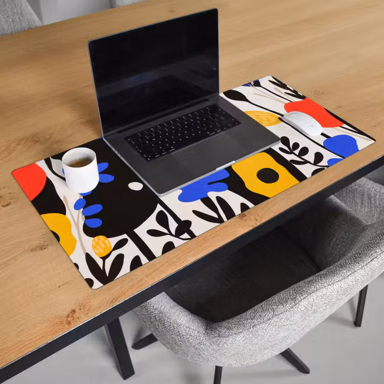 Bureau onderlegger - Bloemen - Bladeren - Abstract - Zwart — 2