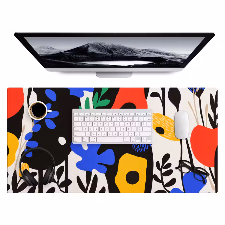 Bureau onderlegger - Bloemen - Bladeren - Abstract - Zwart — 3
