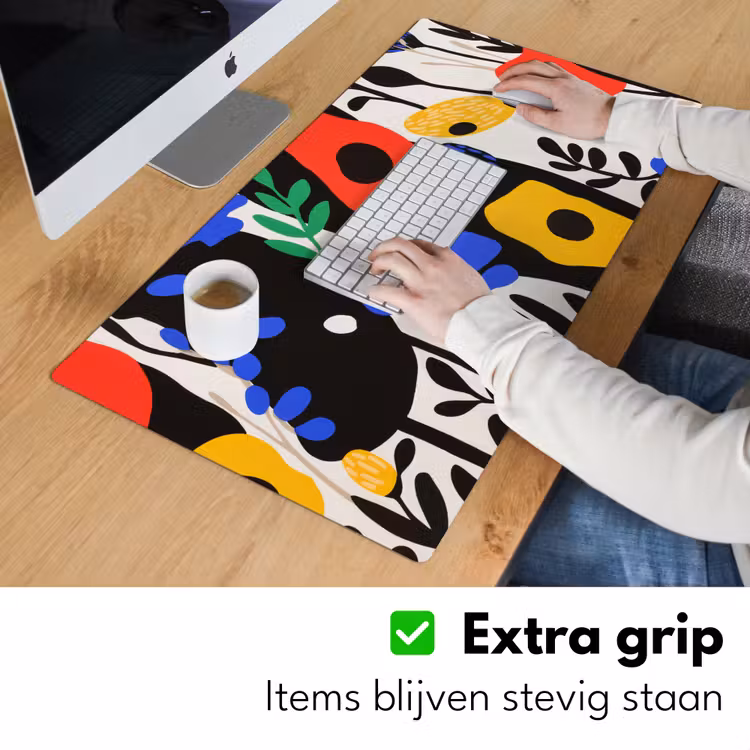 Bureau onderlegger - Bloemen - Bladeren - Abstract - Zwart — 5
