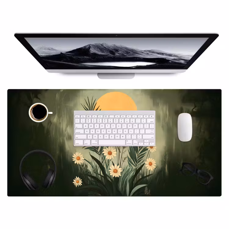 Bureau onderlegger - Bloemen - Bladeren - Zon - Groen — 3