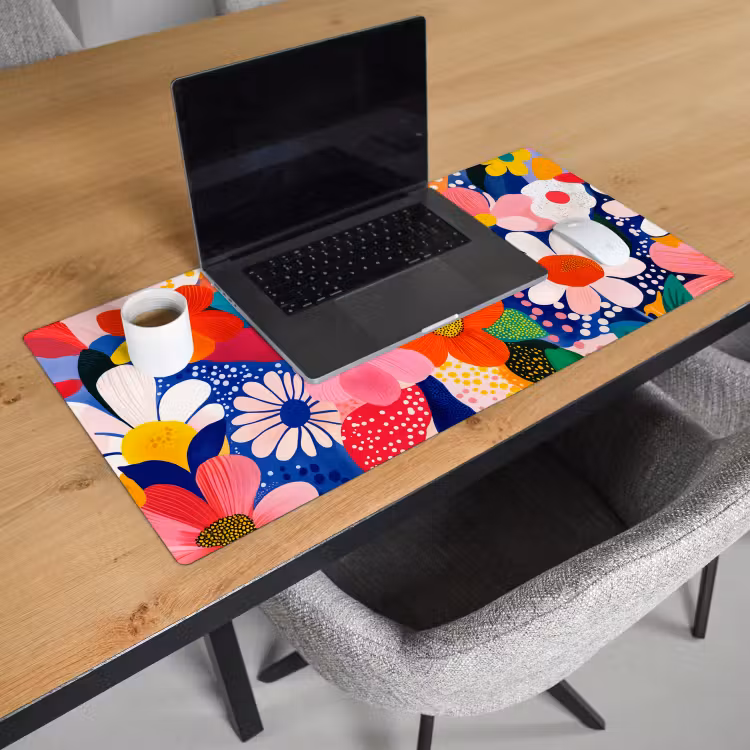 Bureau onderlegger - Bloemen - Kleurrijk - Stippen — 2